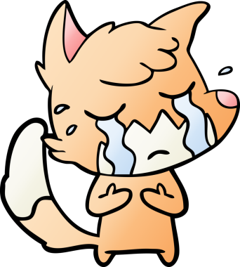 Bir insan tarafından çizilmiş ağlayan tilki çizgi filmi.