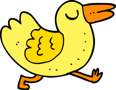 Bir insan tarafından çizilmiş çizgi film kuşu.