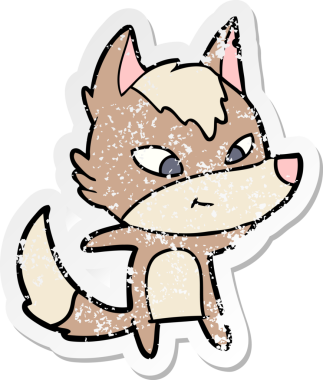 Bir insan tarafından çizilmiş dost canlısı bir kurdun sıkıntılı çıkartması.