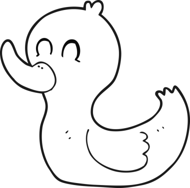 Bir insan tarafından çizilmiş siyah beyaz çizilmiş şirin ördek.