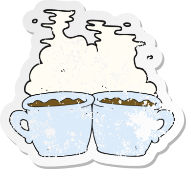 Bir insan tarafından çizilmiş eski bir kahve fincanının gerilimli yapıştırması.