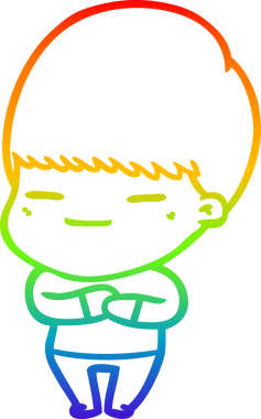 Gökkuşağı gradyan çizgi çizimi bir insan tarafından çizilmiş kendini beğenmiş bir çocuk.