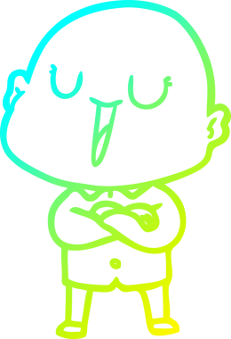 Bir insan tarafından çizilmiş, mutlu, kel bir adamın çizdiği soğuk çizgi.