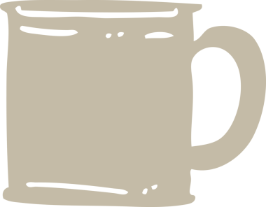 Bir insan tarafından çizilmiş düz renkli çizgi film tankardı