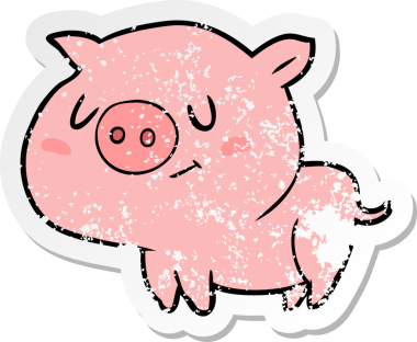 Bir insan tarafından çizilmiş bir domuzun sıkıntılı çıkartması.