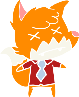 Bir insan tarafından çizilmiş düz renk çizgi film ölü tilki