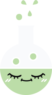 Bir insan tarafından çizilmiş bir test tüpünün düz renk retro karikatürü