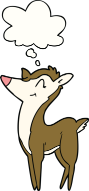 Bir insan tarafından çizilmiş düşünce baloncuklu çizgi film geyiği.