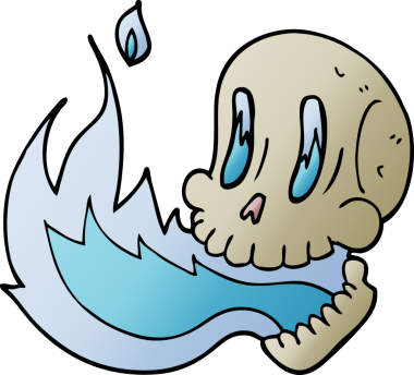 Bir insan tarafından çizilmiş alevli kafatası.