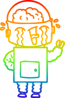 gökkuşağı gradyan çizimi bir insan tarafından çizilmiş ağlayan bir robot çizgi