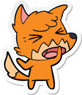 Bir insan tarafından çizilmiş kızgın bir tilkinin çıkartması.