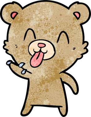 Bir insan tarafından çizilmiş kaba çizgi film ayısı.