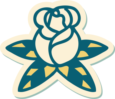 Bir insanın çizdiği tek bir gülün geleneksel stiliyle dövme çıkartması.