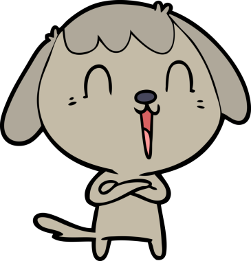 Bir insan tarafından çizilmiş şirin bir çizgi film köpeği.