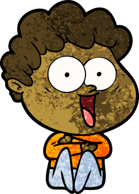 Bir insan tarafından çizilmiş heyecanlı bir adam karikatürü