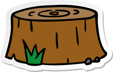 Bir insan tarafından çizilmiş ağaç kütüğünün el çizimi karikatürü.