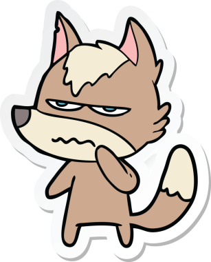 Bir insan tarafından çizilmiş kızgın bir kurdun çıkartması.