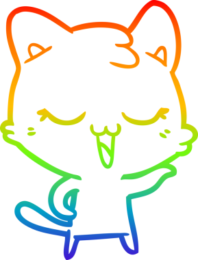 gökkuşağı gradyan çizimi mutlu çizgi film kedisi bir insan tarafından çizildi