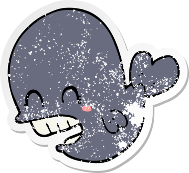 Bir insan tarafından çizilmiş karikatür balinasının sıkıntılı çıkartması.