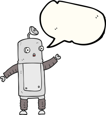 Bir insan tarafından çizilmiş serbest konuşma balonu karikatür robotu