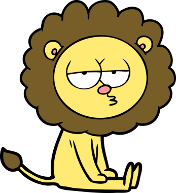 Bir insan tarafından çizilmiş canı sıkkın bir aslan.