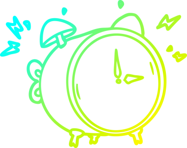 Bir insan tarafından çizilmiş bir çizgi film çalar saat çizimi.