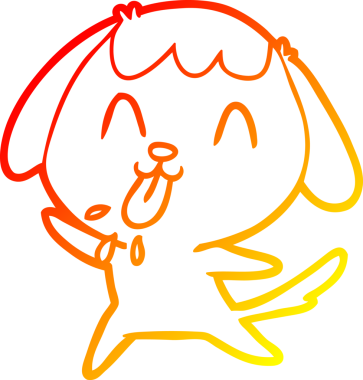 Bir insan tarafından çizilmiş sevimli bir köpeğin sıcak çizgi çizgisi.