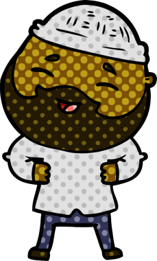 Bir insan tarafından çizilmiş mutlu sakallı bir adam.