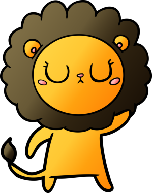 Bir insan tarafından çizilmiş çizgi film aslanı.