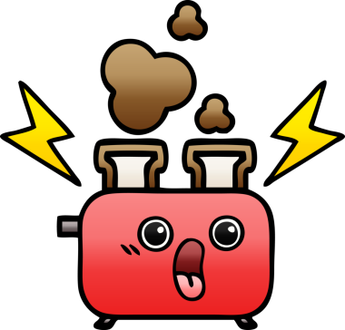 Bir insan tarafından çizilmiş tost makinesinin gölgelenmiş karikatürü.