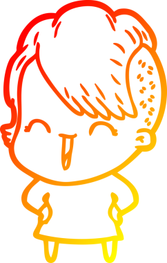 Bir insan tarafından çizilen mutlu bir hipster kızın çizgi çizimi.