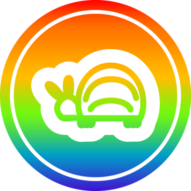 Bir insan tarafından çizilmiş gökkuşağı gradyanı olan sevimli bir böcek dairesel simgesi