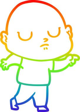 Gökkuşağı gradyan çizgisi bir insan tarafından çizilmiş kel bir adamın çizimi