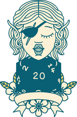 Retro Dövme Tarzı Bir insan tarafından çizilmiş doğal yirmilik zarlı düzenbaz karakter