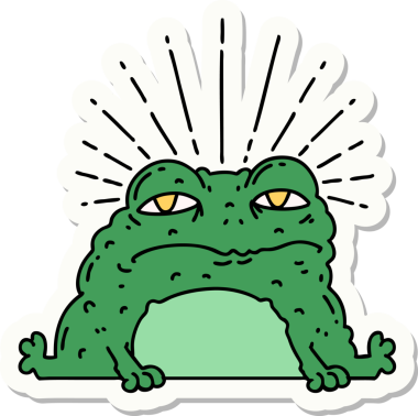 Bir insan tarafından çizilmiş dövme stili karakteri çıkartması.