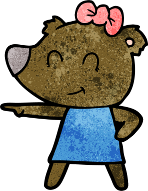 Bir insan tarafından çizilmiş dişi ayı çizgi filmi.