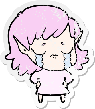 Bir insan tarafından çizilmiş, ağlayan bir elf kızı.