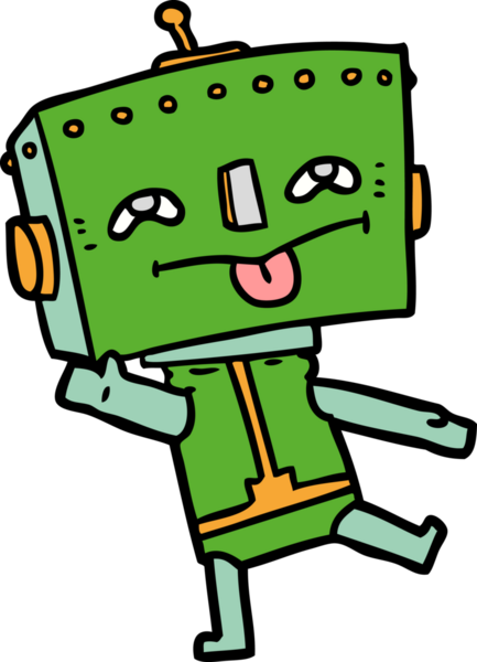 Bir insan tarafından çizilmiş çizgi film robotu