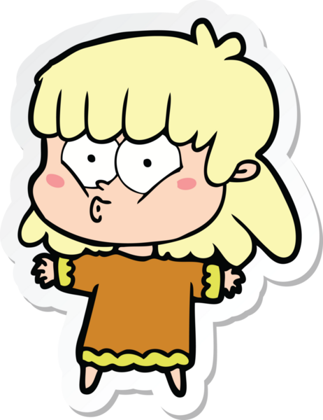 Bir insan tarafından çizilmiş ıslık çalan bir kızın çıkartması.