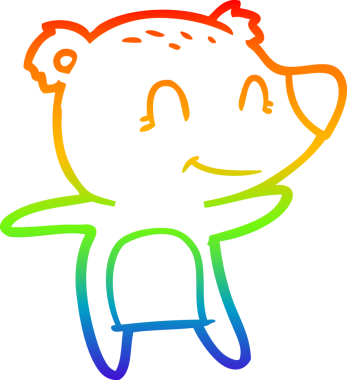 Bir insan tarafından çizilmiş gülümseyen kutup ayısı çizgi filmi.