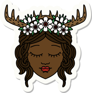 Bir insan tarafından çizilmiş bir Druid karakterinin çıkartması.