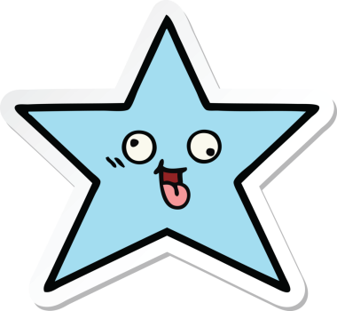 Bir insan tarafından çizilmiş şirin bir çizgi film yıldızının çıkartması.