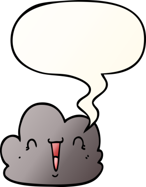 bir insan tarafından çizilmiş yumuşak eğimli konuşma baloncuğu ile çizgi film mutlu bulut