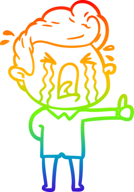 Bir insan tarafından çizilmiş ağlayan bir adamın çizdiği gökkuşağı gradyan çizgisi.