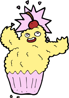 Bir insan tarafından çizilmiş kek canavarı.