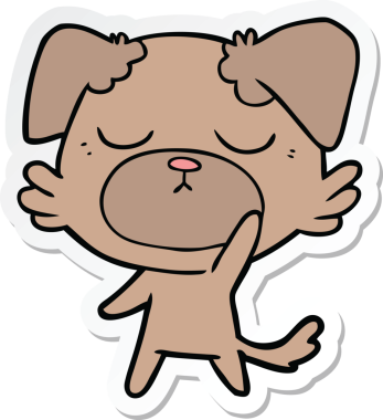 Bir insan tarafından çizilmiş şirin bir köpeğin çıkartması.