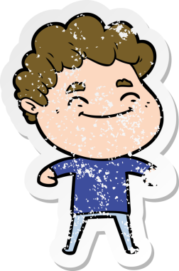 Bir insan tarafından çizilmiş, karikatür dostu bir adamın sıkıntılı çıkartması.