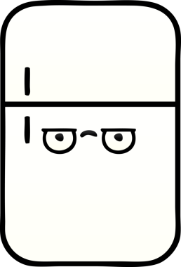 Bir insan tarafından çizilmiş bir buzdolabının gölgelenmiş karikatürü.