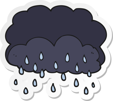 Bir insan tarafından çizilmiş bir karikatür gökgürültüsü bulutunun çıkartması