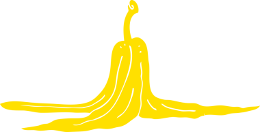 Bir insan tarafından çizilmiş muz kabuğunun düz renk çizimi